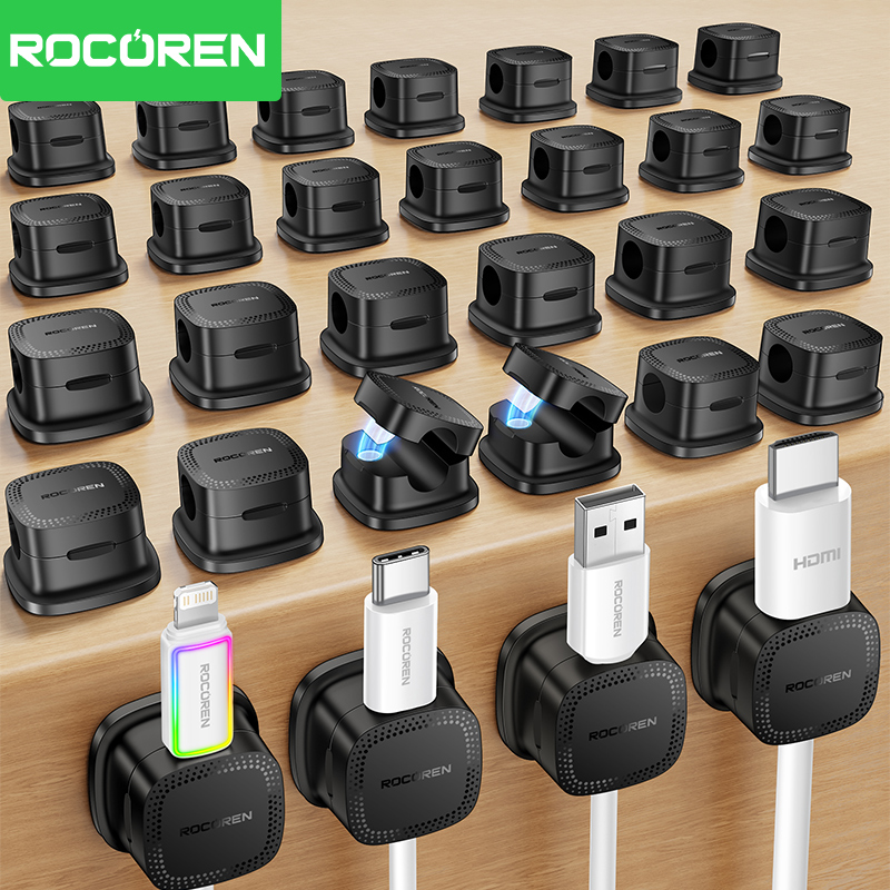 Desk Cable Clip - ROCOREN 30PCS Clips Magnéticos Organizadores de